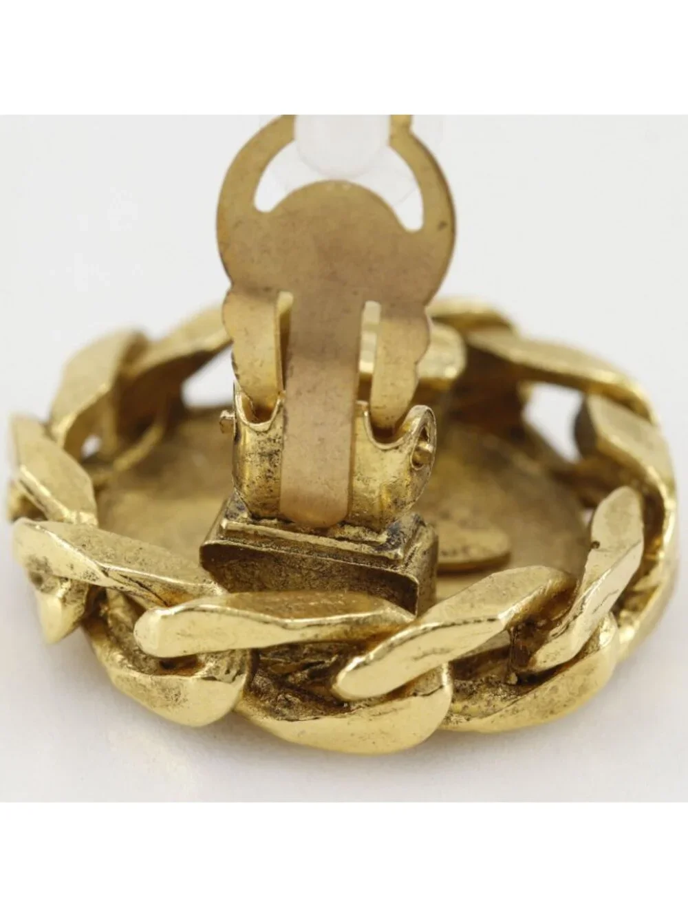 Chanel CC Logo Vintage Gold Plated Rhinestone 23 Earrings